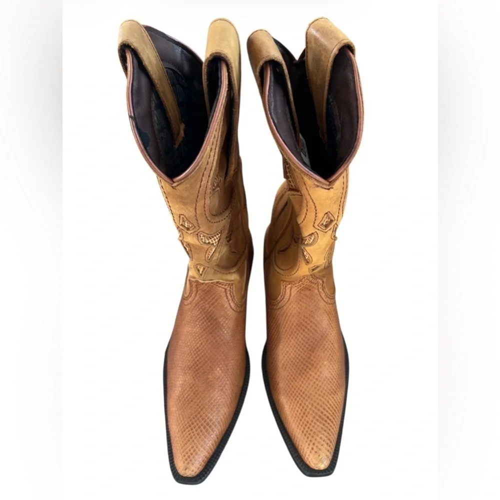NEW Dingo Men’s Dodge City Leather Boots Western Tan Brown Size 7 D